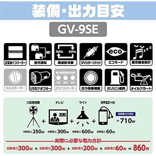 工進 発電機 インバーター 正弦波 0.9kVA GV-9SE 静音 低騒音 工進 発電機 インバーター 正弦波 0.9kVA GV-9SE 静音 低騒音