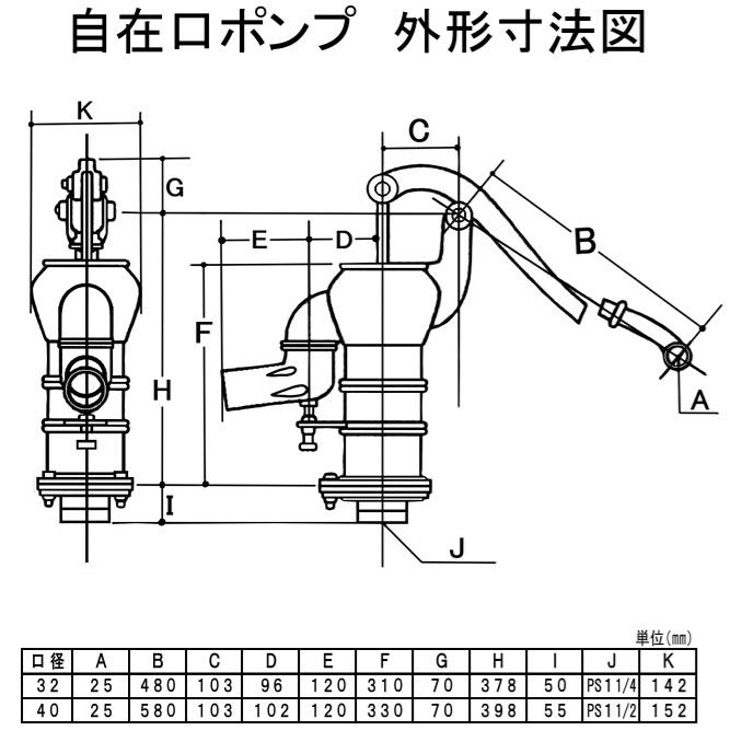 井戸ポンプ 手動 井戸 手押しポンプ 木玉皮付 32mm用 慶和製作所
