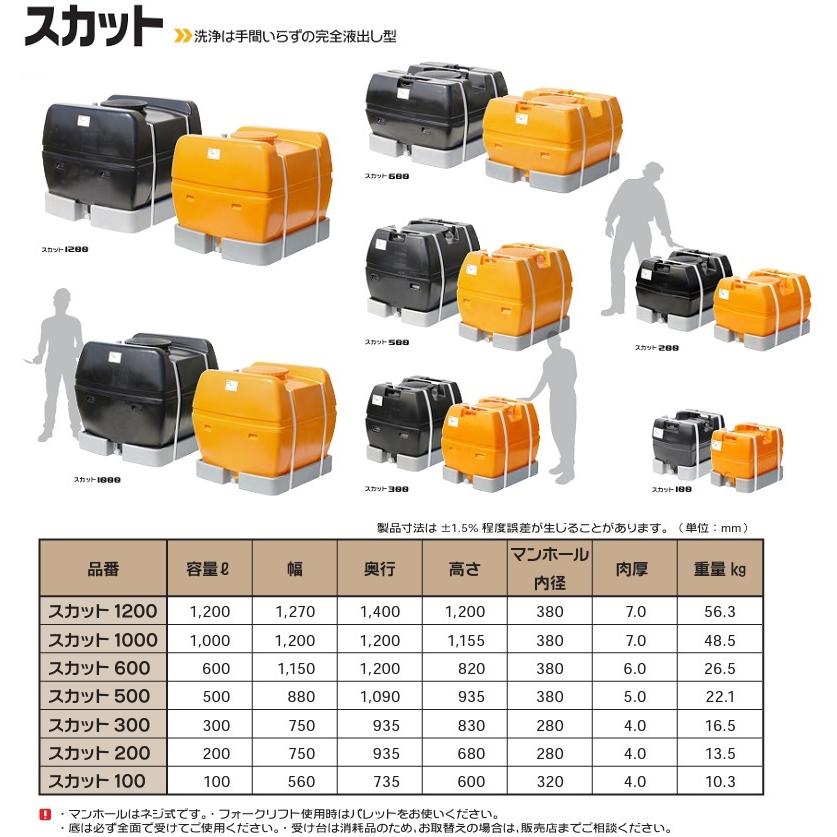 法人様限定 スイコー ローリータンク 100L スカット型 オレンジ/黒
