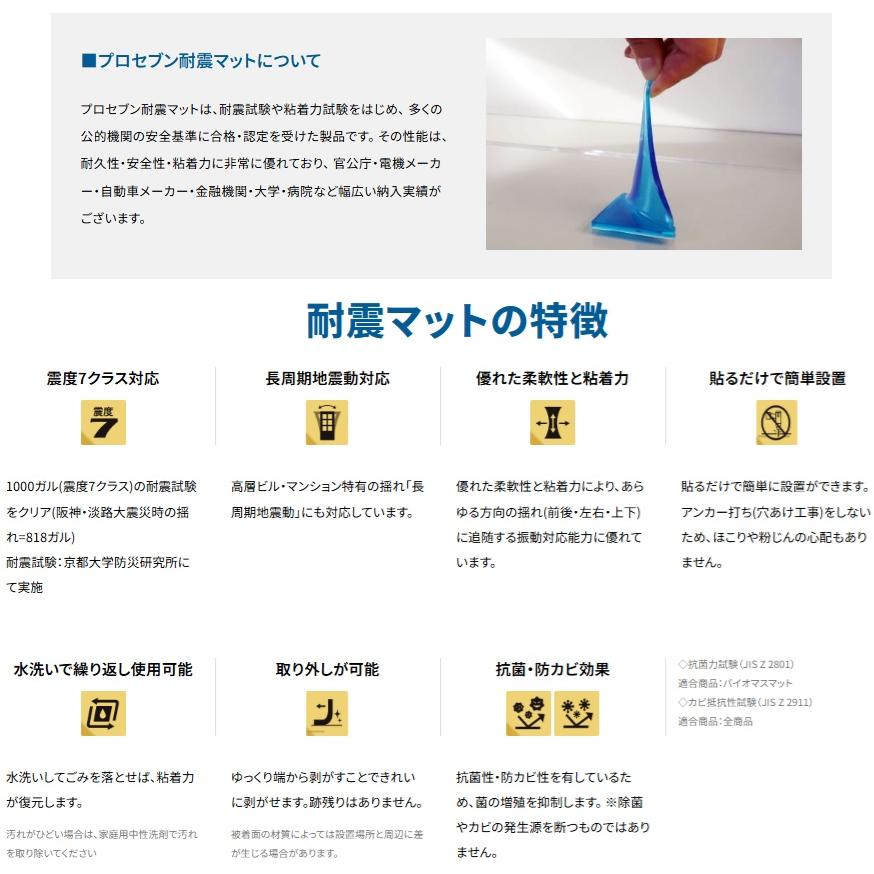 未来工業 転倒防止 テレビ台 耐震マット ストッパーP ML 震度7 地震 転倒 防止 固定 耐震金具 地震対策 ローボード キャスター 家具 プロセブンマット使用 ピタ7の画像