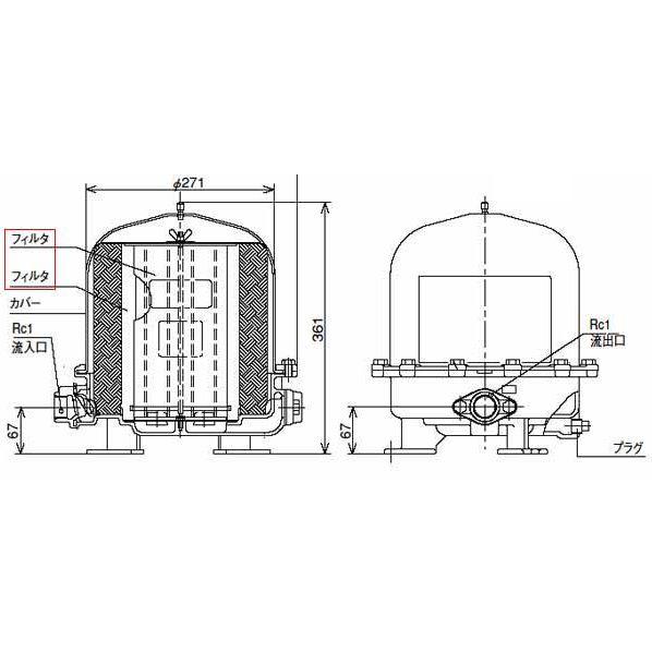 川本ポンプ　井戸水　浄水器　ろ過器　アクアファイン浄水器　MRK2-25用　取替用フィルターセット