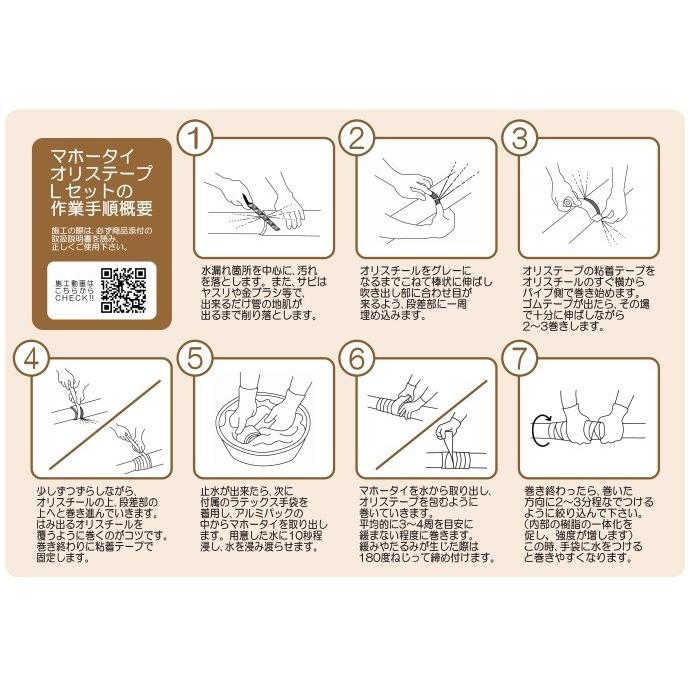 水漏れ 補修テープ マホータイ オリステープ Lセット MTRL65-5 適用パイプ:65mm_1