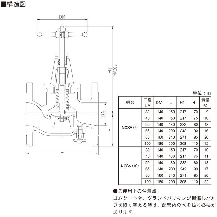 荏原ポンプ スルース弁 チェッキ弁 チャッキ弁 チェッスル弁 NCSV(10) 80A JIS10K (並) フランジ形 エバラ 部品 継手｜ssnet｜03