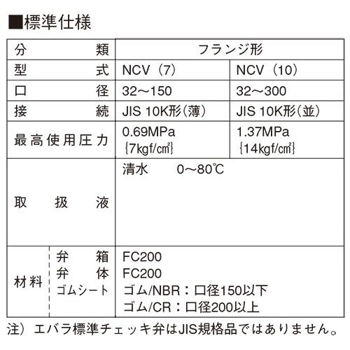 荏原ポンプ チャッキ弁 NCV(10) 80A JIS10K(薄) フランジ形部品 エバラ