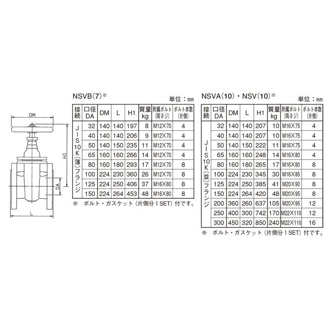 荏原ポンプ 標準スルース弁 NSV(10) 65A JIS10K(薄) フランジ形部品 エバラ スリースバルブ 配管部材 継手の画像