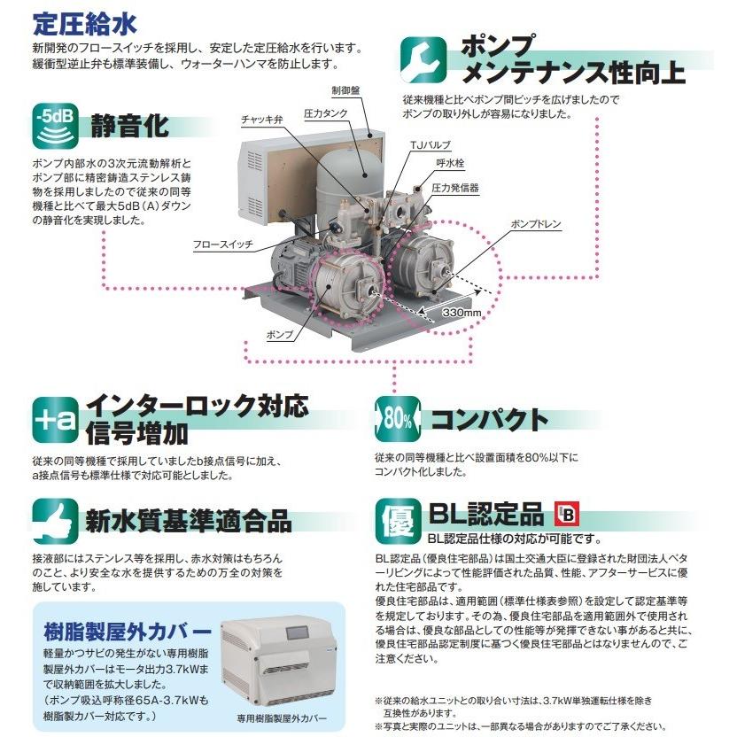 テラル 加圧給水ポンプ 自動交互並列運転制御 NX-50LAT322-6.75S2W 0.4kw 60HZ 単相200V 32mm 給水ユニット 給水加圧ポンプ 加圧給水装置_2