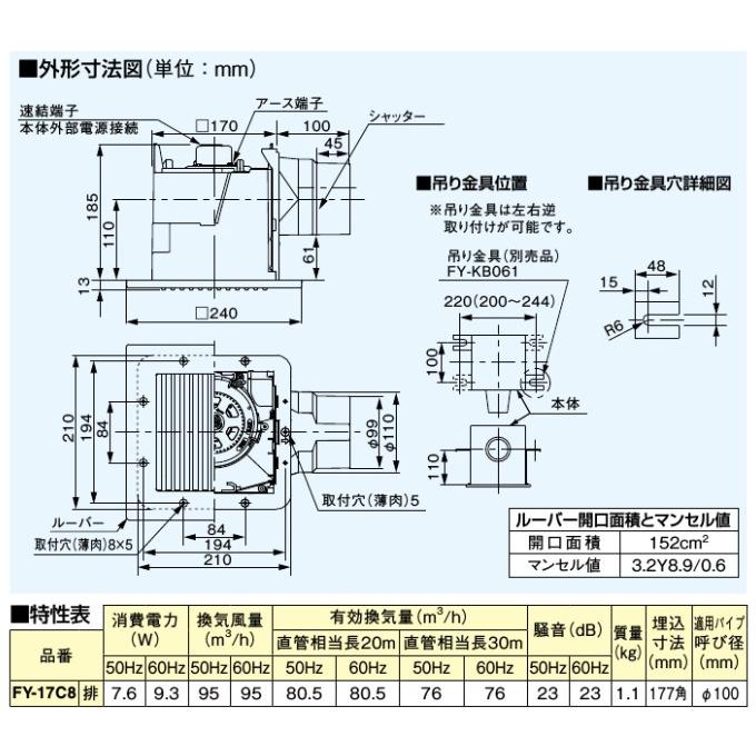 パナソニック 浴室換気扇 浴室用換気扇 ユニットバス トイレ Fy 17cs8 埋込寸法 177mm 天井 ダクト用 Pana Fy 17cs8 S S Net 通販 Yahoo ショッピング