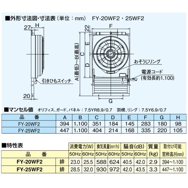 Panasonic（パナソニック） 窓用換気扇 FY-20WF2 羽根径20cm 窓枠用