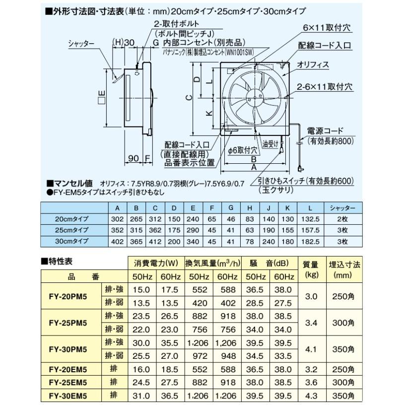 Panasonic（パナソニック） キッチン 換気扇 台所 30cm FY-25EM5 台所