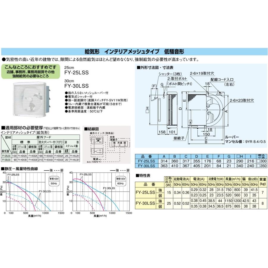 パナソニックFY-25LSS 羽根径 25cm インテリア形・低騒音形有圧換気扇 楽天市場】パナソニック FY-25LSS 換気扇 有圧換気扇 羽根径