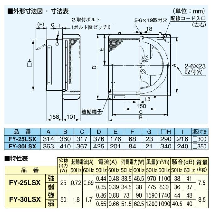 パナソニック　有圧　換気扇　埋込35cm　厨房用　キッチン　FY-30LSX　羽30cm　台所