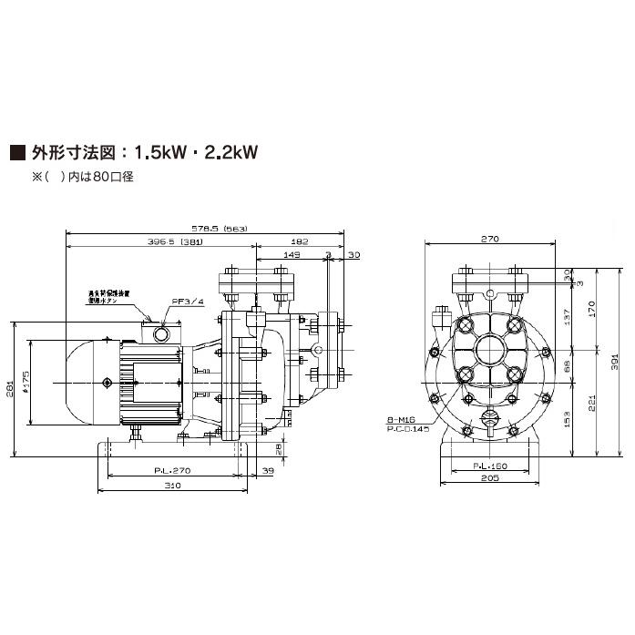 三相電機 自吸式ポンプ 循環ポンプ 80PSPZ-22023A-E3 80PSPZ-22023B-E3