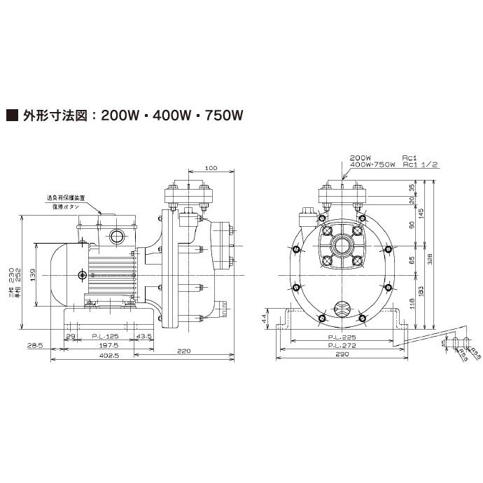 三相電機 自吸式ポンプ 循環ポンプ 40PSPZ-4031A 40PSPZ-4031B 0.4kw