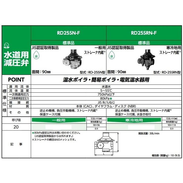 ベン 水道用減圧弁 RD25SN-F 20A 3/4 80kPa 20mm 小型温水用 ベン 水道用減圧弁 RD25SN-F 20A 3/4 80kPa 20mm 小型温水用