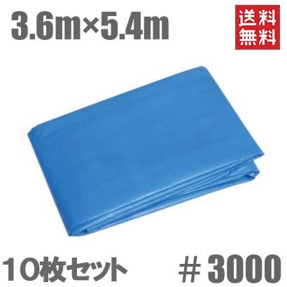 ブルーシート 3.6m×5.4m 10枚セット #3000 厚手 防水シート レジャー