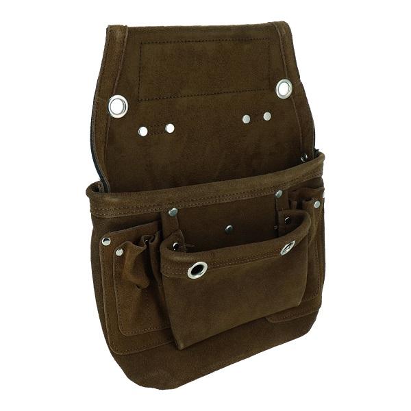 DBLTACT 腰袋 釘袋 かっこいい 本革スエード 2段 工具差し DSL-01-BR