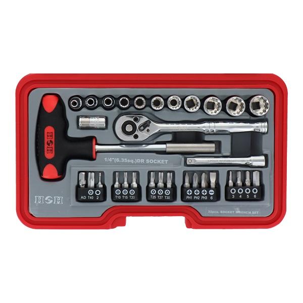 H&H ソケットレンチセット 6.35mm 1/4 32pcs 工具セット ツール H&H ソケットレンチセット 6.35mm 1/4 32pcs 工具セット ツール