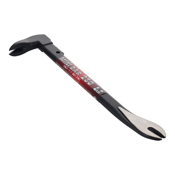 H＆H バール ミニバール 250mm 釘抜き 平バール 片手 鉄梃 かなてこ