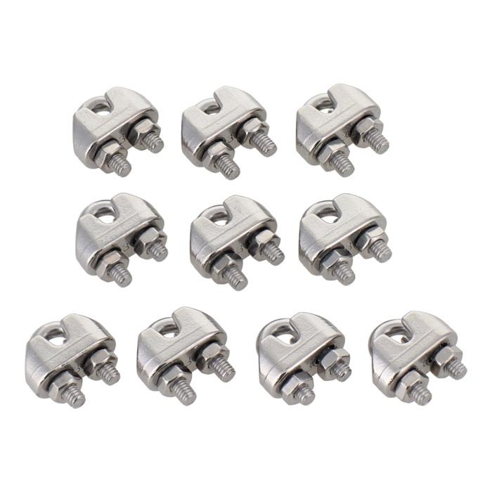 ステンレス ワイヤークリップ 3mm 10個入り ワイヤーロープ 固定金具 ワイヤクリップ ロープクリップ Uボルトクリップ ビニールハウス ...
