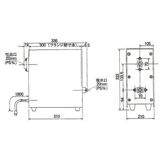 三相電機 給湯加圧器 給水加圧ポンプ 20mm SHB-2021A2 SHB-2021B2 給水ポンプの画像