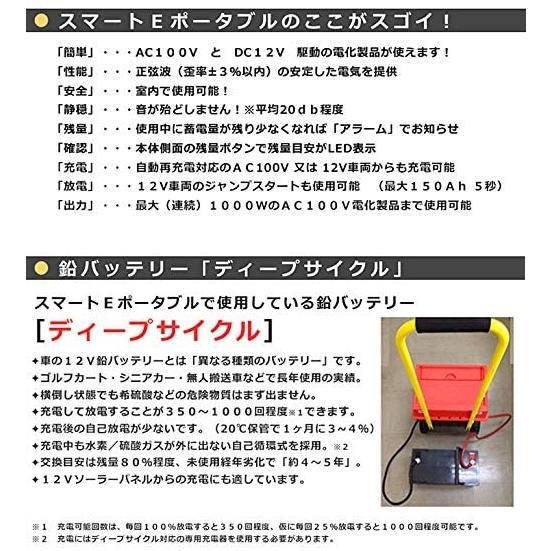 非常用電源 ポータブル電源 SMART-E SEP-1000 出力1000W 大容量