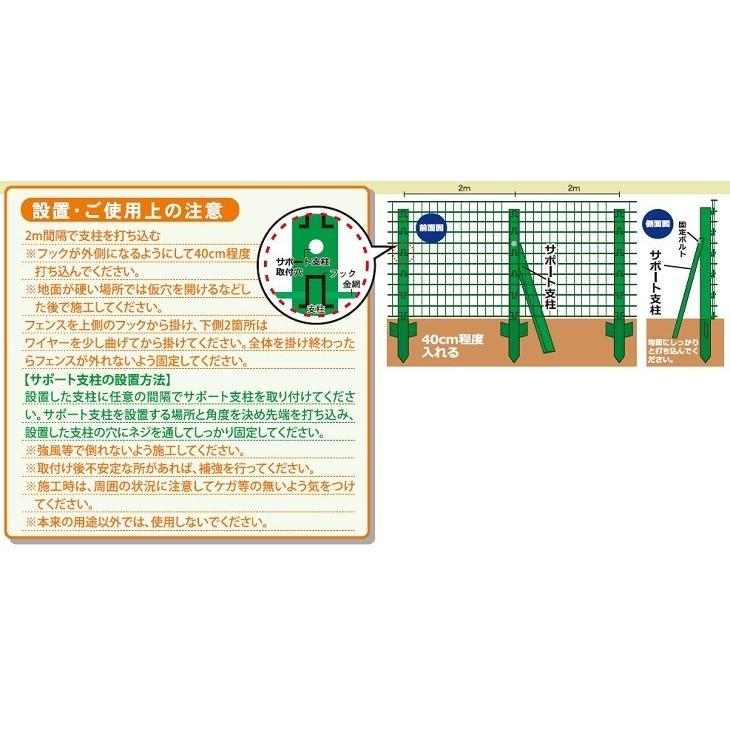 アニマルフェンス 120cm×20m 支柱11本付き 金網フェンス 簡単