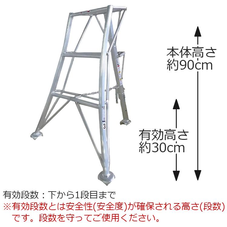 法人様限定 シンセイ アルミ三脚 園芸用 三脚 3尺 高さ90cm 有効高さ