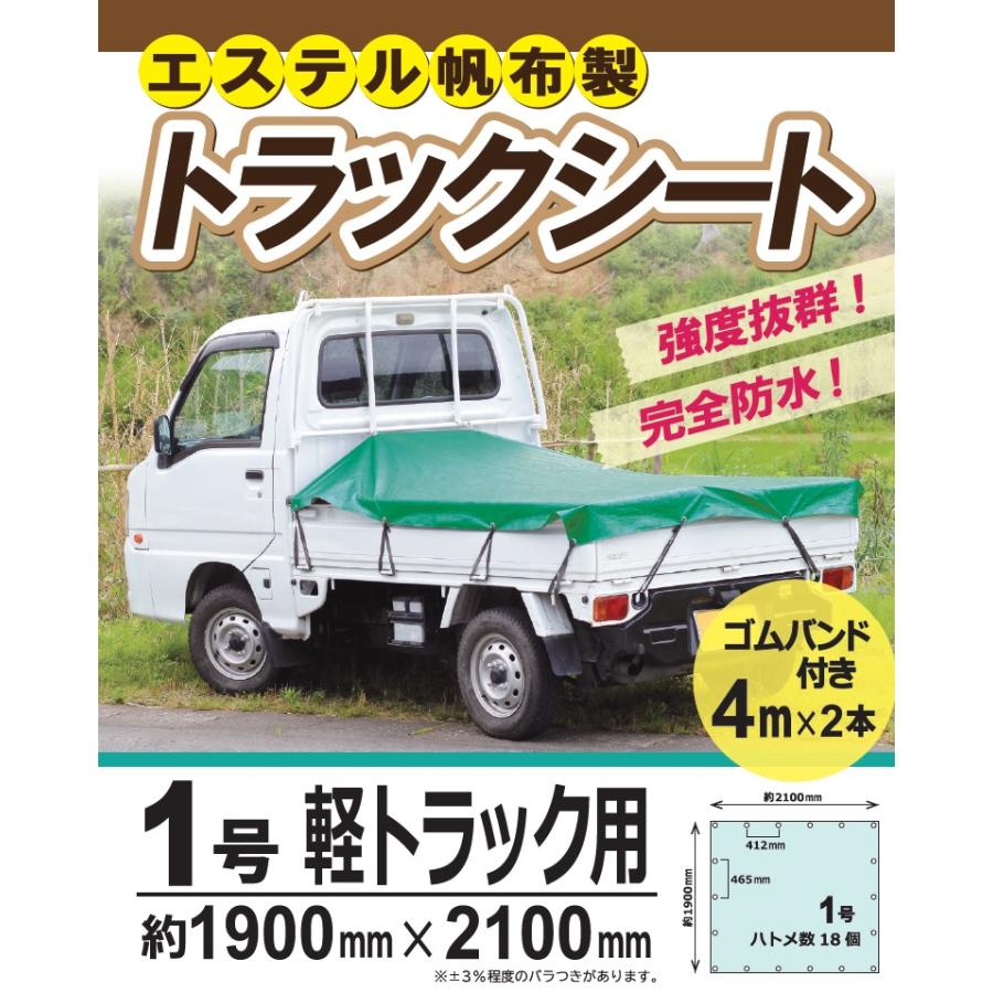 軽トラ 荷台シート 厚手帆布 190cm×210cm 1号 ゴムバンド付き 軽