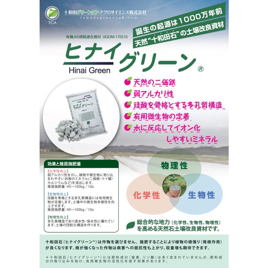 土壌改良剤 土壌改良資材 ヒナイグリーン 20kg×3袋 有機栽培 畑 酸性