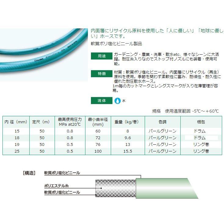 十川 散水ホース 15mm×50m 日本製 耐圧ホース 農業用ホース 散水用ホース 業務用 防藻エコグリーンホース 内径15mm 外径20mm｜ssnet｜02