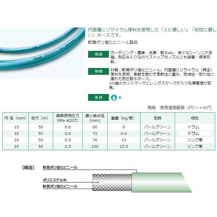 十川産業 散水ホース 25mm×30m 耐圧ホース 防藻エコグリーンホース