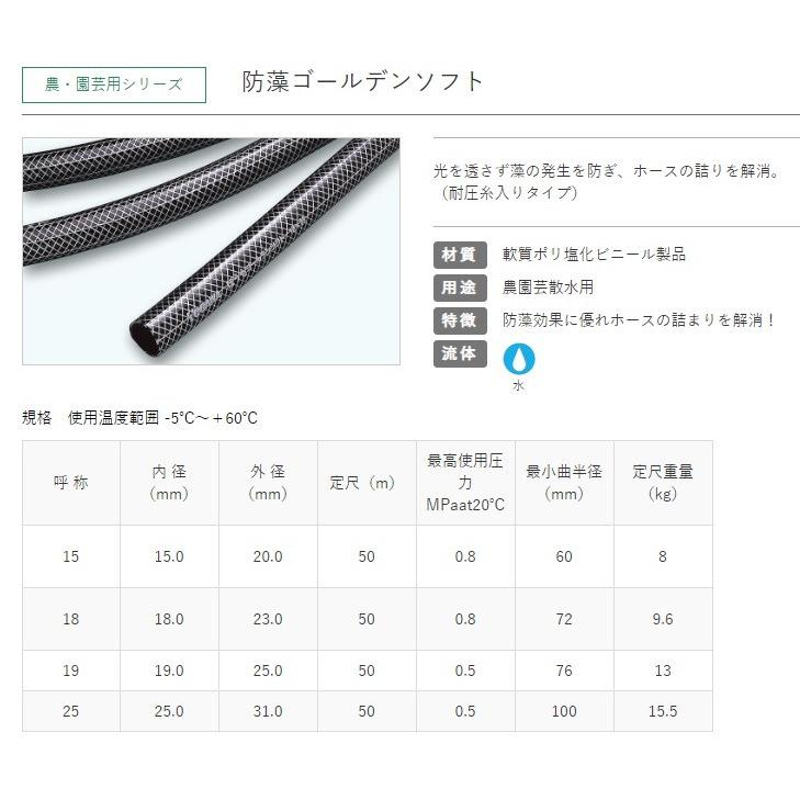 十川産業 散水ホース 耐圧ホース 15mm×50m 防藻ゴールデンソフト 黒