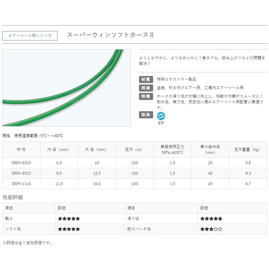 十川産業 エアーホース スーパーウィンソフトホース 6.5mm×100m 十川産業 エアーホース スーパーウィンソフトホース 6.5mm×100m