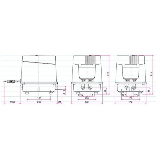 電磁式ダイアフラムブロワー HAシリーズ 空気量40L/min TOHIN d20ebf6ec4085a8510d3bcf95e2b6a