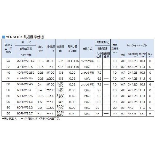 ツルミ 水中ポンプ 100V 200V 自動交互形 浄化槽ポンプ 32PNW2.15S 0.15kw 32mm 排水ポンプ 家庭用 放流ポンプ 3個玉 フロート付_2