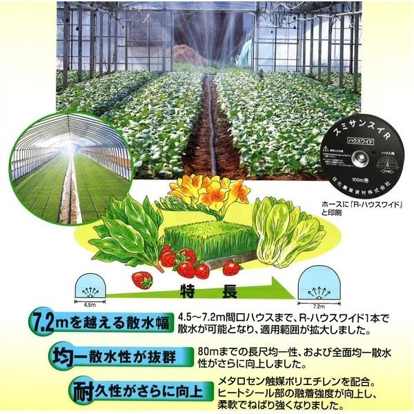 潅水チューブ　100m　ハウス用　散水チューブ　噴霧散水　灌水　スミサンスイRハウスワイド　潅水ホース　ハウス栽培　ビニールハウス