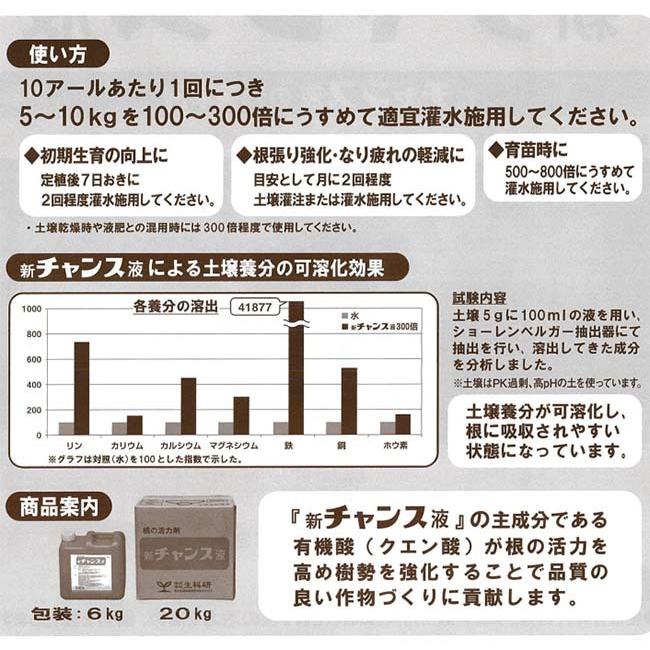 活力剤 新チャンス液 20kg 根 育成促進 根張り強化 クエン酸 液肥 液体