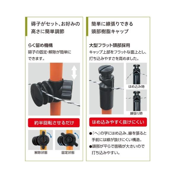 セキスイ 電気柵ポール 25本セット 獣害用支柱 防獣 ポール 20mm×長さ