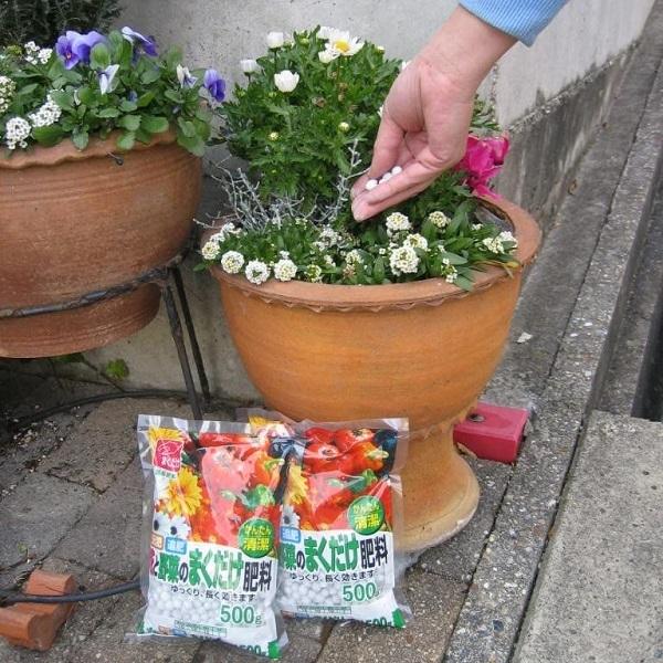肥料 国産 化成肥料 花と野菜のまくだけ肥料 500g 3ヶ月持続 家庭菜園