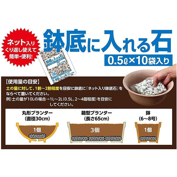 鉢底石 ネット入り 0.5L×20袋 少量 軽い 小さい 観葉植物 プランター