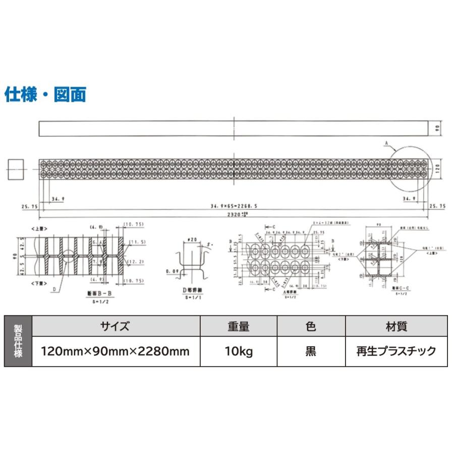 WP 樹脂角材 敷棒 1本 120mm×90mm×2280mm 枕木 まくら木 バタ角 WP 樹脂角材 敷棒 1本 120mm×90mm×2280mm 枕木 まくら木 バタ角
