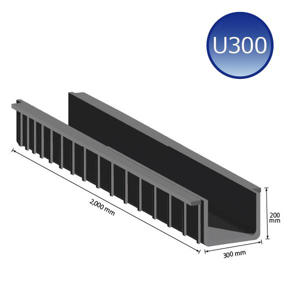 U字溝 30cm×2m×5set 10m プラスチック製 側溝 排水溝 排水路 用水路 床