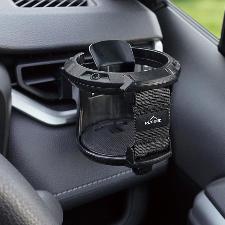 YAC 車用 ドリンクホルダー RUGGED ドリンク BK 簡単装着 エアコン吹