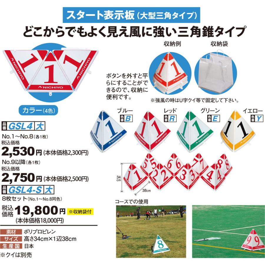 グランドゴルフ 用品 ニチヨー スタート表示板 8枚セット 大型三角タイプ GSL-4SET グラウンドゴルフ 用品  :GSL3SET:生涯スポーツ応援団 ヤフー店 - 通販 - Yahoo!ショッピング