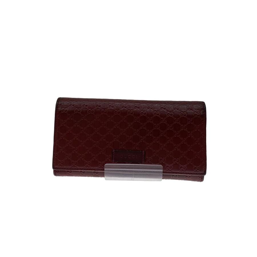 GUCCI◇長財布_マイクログッチシマ/レザー/RED/レディース