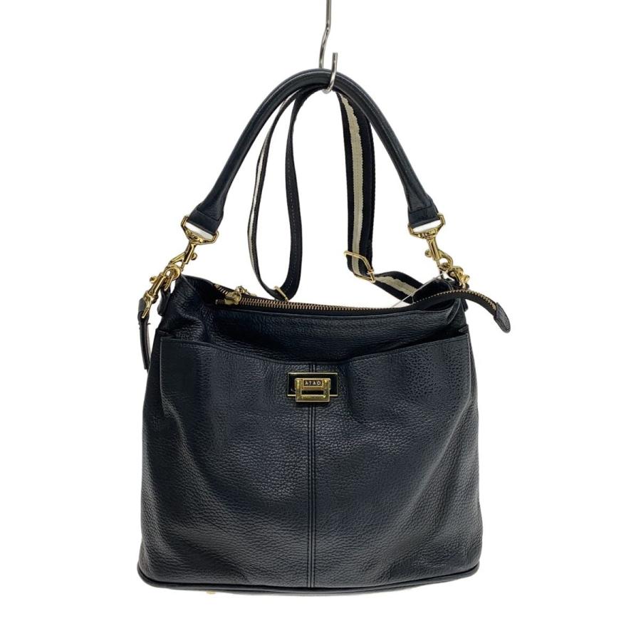 ATAO レザー 2way ショルダーバッグ ATAO◇ハンドバッグ/レザー/BLK/2WAYショルダー : セカンドストリート
