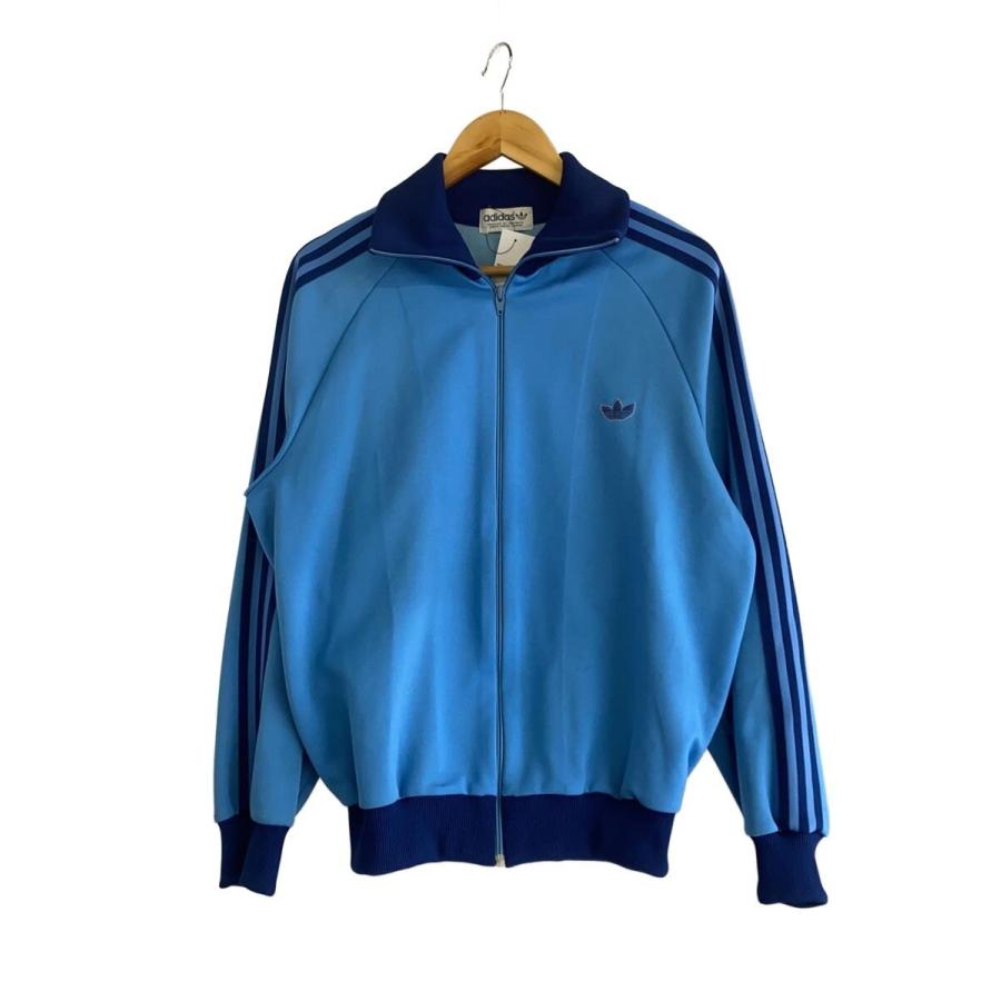 adidas◇デサント製/80s/トラックジャケット/ポリエステル/BLU/無地 