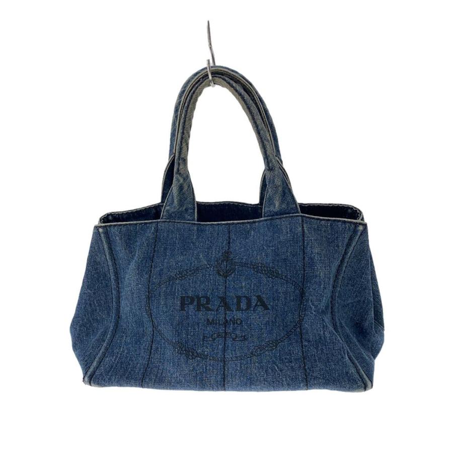 PRADA◇PRADA プラダ トートバッグ/コットン/IDG/角スレ/ホツレ PRADA◇PRADA プラダ トートバッグ/コットン/IDG/角スレ/ホツレ