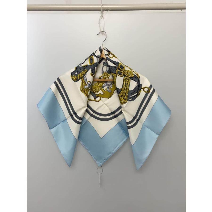 HERMES◇HERMES エルメス スカーフ/シルク/BLU/総柄/レディース