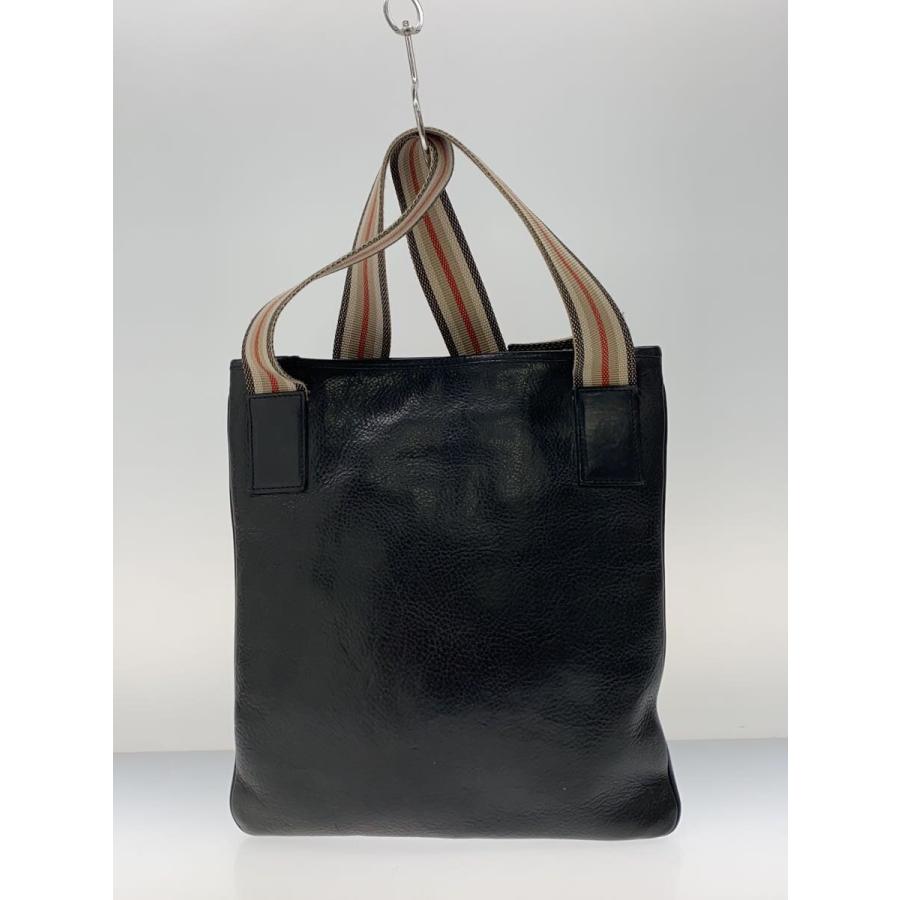 BURBERRY◇型押しロゴ/ショルダーバッグ/レザー/BLK : セカンド